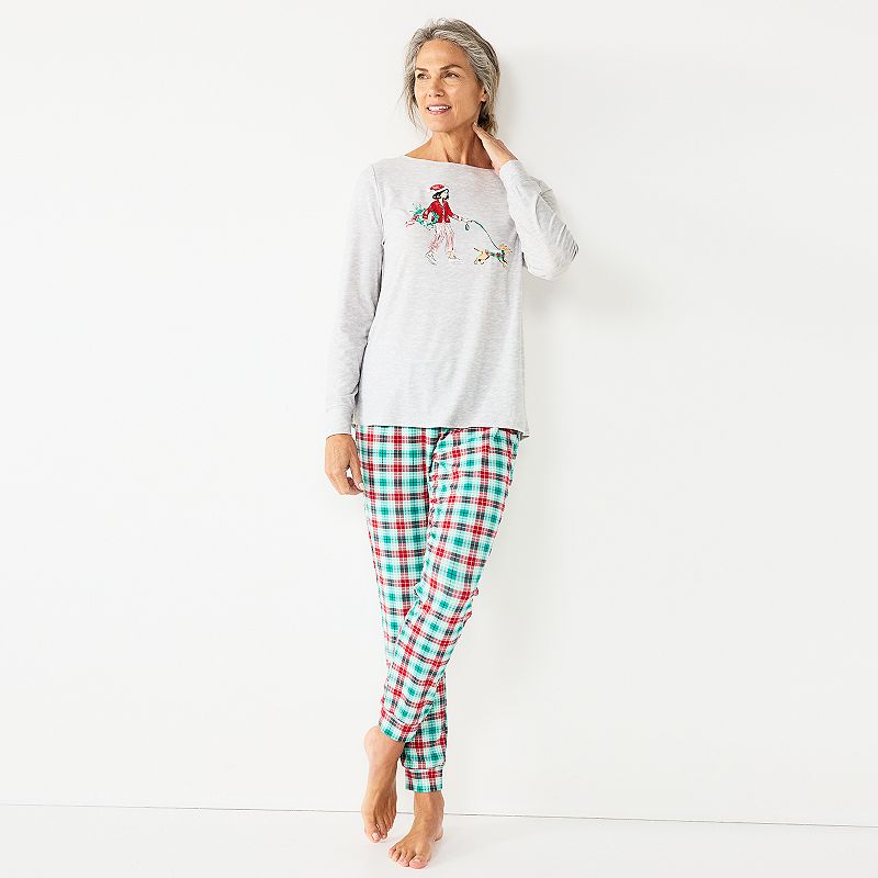 Women's Croft & Barrow® Long Sleeve Pajama Top & Pajama Pants Sleep Set